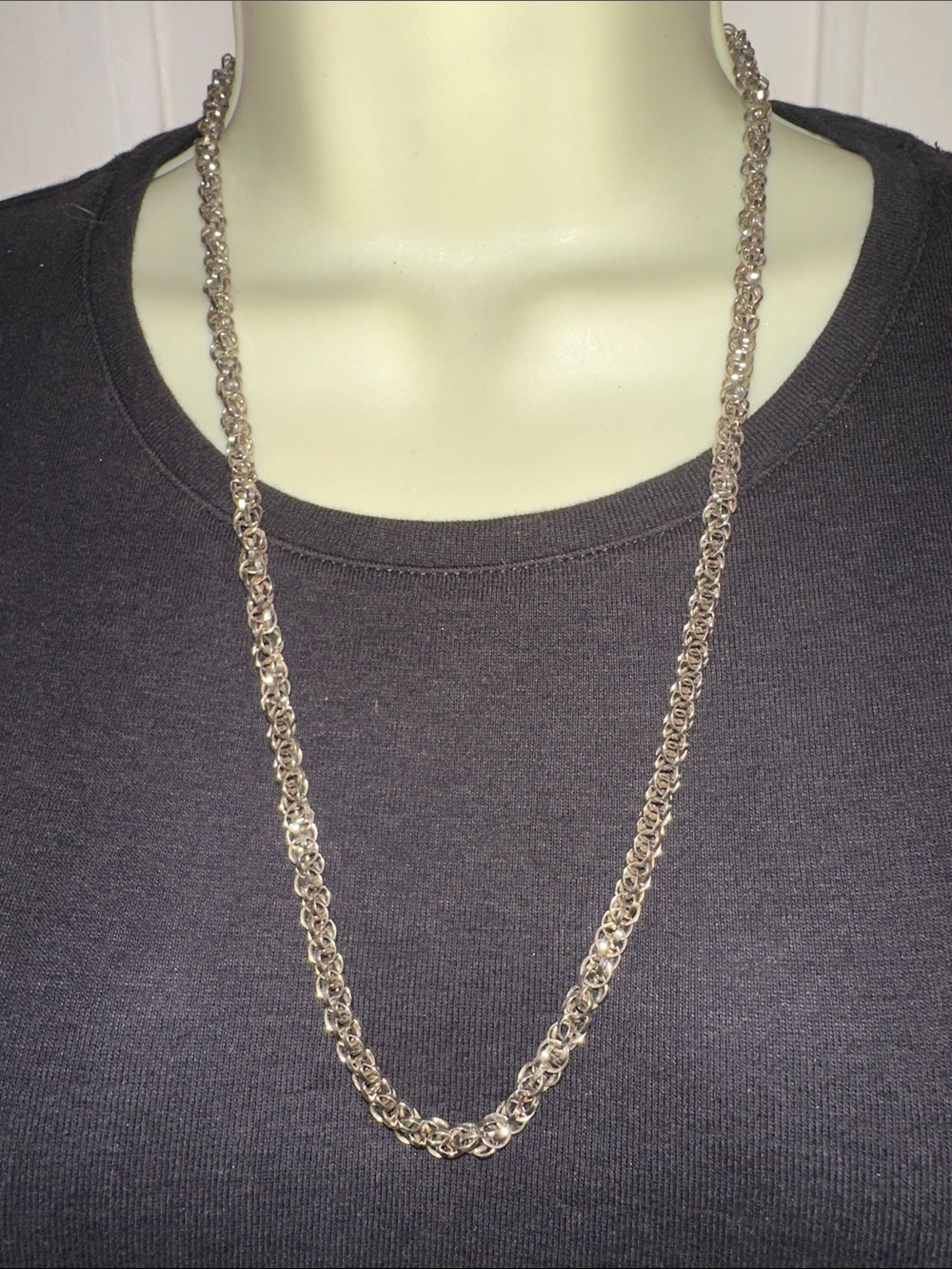 Silver-Tone Byzantine Link Chain 24” Necklace